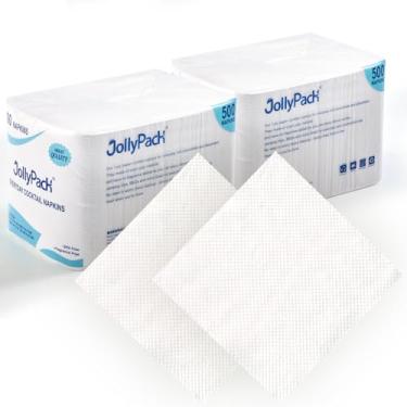 Imagem de JollyPack Guardanapos brancos para bebidas de 1000 unidades - 1 camada 4,9 x 4,9 papel dobrado para guardanapos de coquetel, papel de almoço para restaurantes, bares e festas - 24 x 24 cm desdobrado