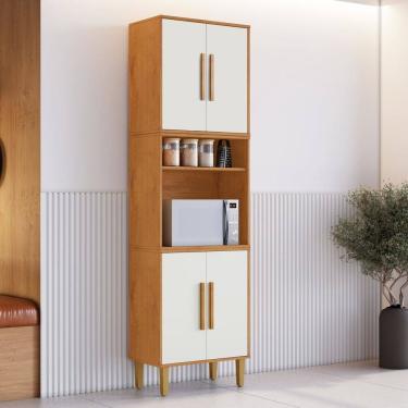 Imagem de Paneleiro Torre quente 4 Portas Lorena Marrom/Off White