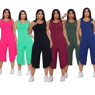 Imagem de macacão casual midi pantacurt listrado festa soltinho moda feminino la