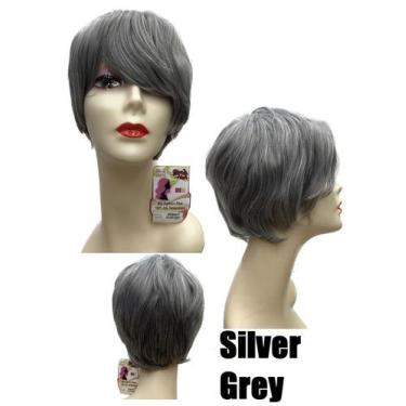 Imagem de Peruca Curta Pixie Preta Sem Franja Uso Diário - GM Hair, [Silver]