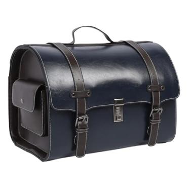 Imagem de Bolsa de Cauda de Motocicleta 29.5L Lançamento Rápida de Grande Capacidade Com Trava Combinada para Motocicletas, Scooters e Bicicletas Elétricas (Azul escuro com tira marrom)