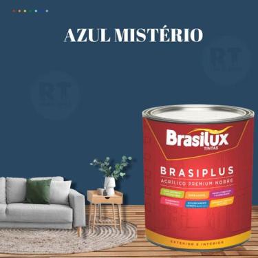 Imagem de Tinta Semi Brilho Cor Azul Petróleo 800ml Brasiplus Acrílica Lavável. 
