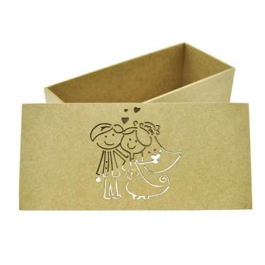 Imagem de Kit 10 Caixa Noivos para Vinho 22x10,5x8 Mdf Madeira - ATACADÃO DO ART