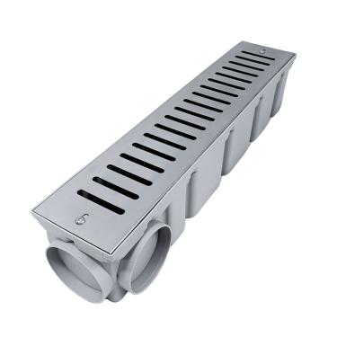 Imagem de Ralo Quintal 10x50 Inox 304 Sistema Abre Fecha Coletor Modular Cinza Multi Saídas