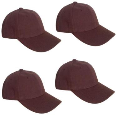 Imagem de Kit 4 Bonés Chapeu Bombeta Ajustável Liso Aba Curva Marrom - Idea
