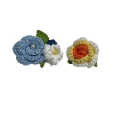 Imagem de Wtanrion Suéter vintage de crochê de crochê com clipe de flor rosa para decoração de vestido feminino (amarelo gradiente de orquídea clara)