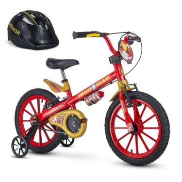 Imagem de Bicicleta Aro 16 Homem de Ferro Marvel com Capacete Preto Nathor