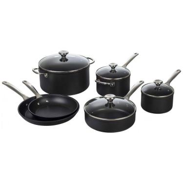 Imagem de Conjunto de Panelas e Frigideiras em Aço Inoxidável, 10 Peças, LE CREUSET TNSP0010, Preto