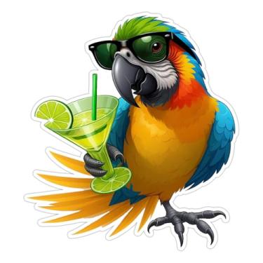 Imagem de Adesivo de vinil para férias de bebida tropical de arara azul decalque à prova d'água 12,7 cm