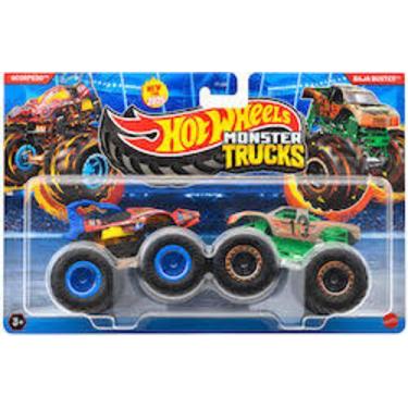 Imagem de Fyj64 hot wheels monster trucks com 02 carros scorpedo vs baja buster 