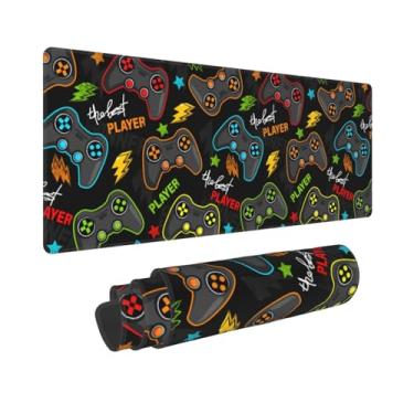 Imagem de Gbuzozie Controle de videogame GG grande mouse pad com bordas costuradas base de borracha antiderrapante para jogos, joysticks de jogos, tapete de teclado para laptop, tapete de mesa para decoração de