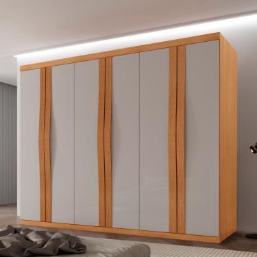 Imagem de Guada-roupa Casal 100% Mdf 6 Portas e 6 Gavetas Olimpo Naturalle/Off White