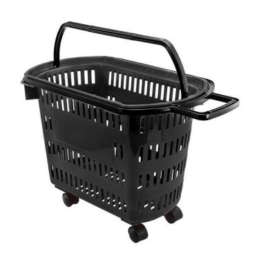 Imagem de Cesta de Compras com Rodinhas 30 Litros Preta D-300 - Della Plast