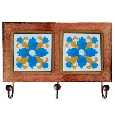 Imagem de Cabideiro De Parede Rustico Ladrilho Hidraulico Para Roupas Bolsas Chaves I1