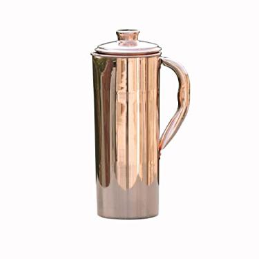 Imagem de Jarro de cobre puro com capacidade de 1 litro para benefícios de saúde Ayurveda (33,8 onças líquidas)