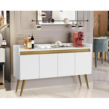 Imagem de Aparador Buffet Luanda 4 Portas Pés Palito Branco / - Comprar Móveis E