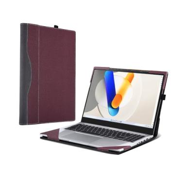 Imagem de Capa para laptop ASUS Vivobook 16X 1605|X1605ZA|X1605EA|X1605PA|X1605VA|X1605VAP|X1603 [Note outros modelos] Capa protetora de couro PU 40.6 cm capa removível (vinho vermelho)