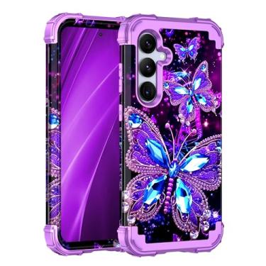 Imagem de Miqala Capa para Galaxy S24 Plus 5G, que brilha no escuro, três camadas, resistente, à prova de choque, proteção total de plástico rígido + capa protetora de silicone macio para Samsung Galaxy S24