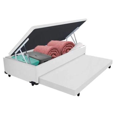 Imagem de Bicama Box Baú com Cama Auxiliar Solteiro 88x188x44 - V-Store, Branco