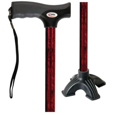 Imagem de Carex Bengala de caminhada com ponta de bengala articulada, aderência macia - bengala ajustável em altura com alça de pulso - alça de almofada macia sem látex, bengala de caminhada para mulheres e