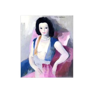 Imagem de MariIe Laurncin Impressões de arte de parede famosas em tela - Imagem moderna de decoração de parede para casa - Mulher com colar de pérolas - Reprodução de pintura de arte 30 x 35 cm sem moldura