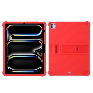 Imagem de QYiiD Capa para iPad Pro 13 polegadas M4 (2024), capa protetora de silicone leve, à prova de choque, macia e à prova de choque, capa de silicone com proteção contra quedas de TPU macio, vermelha