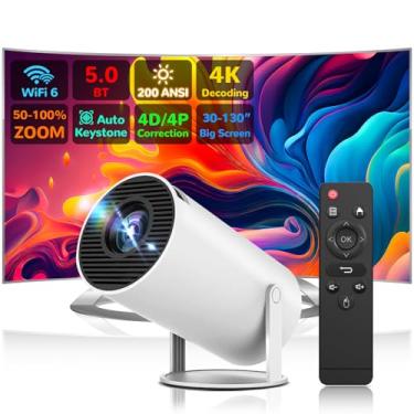 Imagem de C Cosycost Miniprojetor 1080P Hy300 Pro 4K, Projetor Portátil Com Wifi 6, Bluetooth 5.0, Correção Automática De Distorção Trapezoidal, Ajuste De Tela Inteligente 200 Ansi, Projetor De Home Theater C