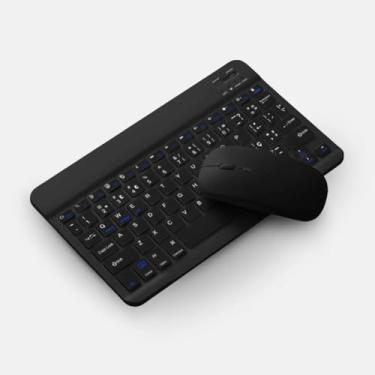 Imagem de Combo Teclado e Mouse Bluetooth Sem Fio, Ultrafino e Recarregável - Compatível com Tablets Android, iPhone, iPad, Windows Surface e Mais