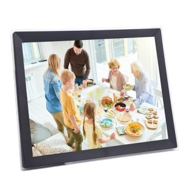 Imagem de Porta-retratos digital de 15 polegadas com armazenamento de 32 GB, Tela sensível ao toque HD WiFi 2.4G Porta-retratos eletrônico, Porta-retratos inteligente com rotação (Plugue
