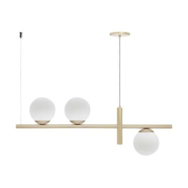 Imagem de Pendente Lustre Luminalux Zurique Haven 3 Globos 150mm, Champanhe com 