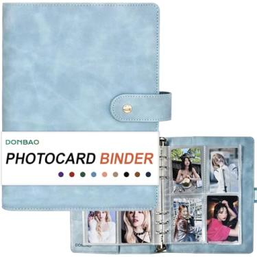 Imagem de Fichário A5 Kpop Photocard, álbum de colecionador de 6 anéis com 240 compartimentos para cartão, capa de couro PU para organizar K-Pop, cartas colecionáveis, cartas de jogo e lembranças (azul)