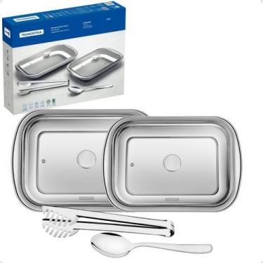 Imagem de Kit Assadeira Assar Servir Cosmos Inox 4 Peças tramontina