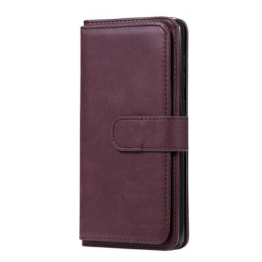 Imagem de HJZSZX Para Samsung A54 Bolsa de couro de luxo Flip Phone Case Wallet Card Holder Cover (para Samsung A54/vermelho)