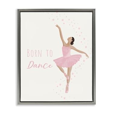 Imagem de Stupell Industries Born To Dance Ballerina Gray Framed Floater Canvas Wall Art, design por Chen Alyesh, 17 x 21