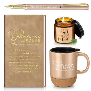 Imagem de Vesici 4 peças para fazer diferenças, presente, agradecimento, escritório, avaliação, diferença, caneca, caderno, vela perfumada, caneta esferográfica motivacional para professores, chefes, mulheres