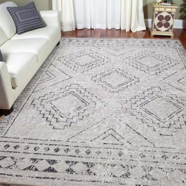 Imagem de ILANGO Tapetes de área 12 x 18 cm, tapetes marroquinos cinza para sala de estar, laváveis à máquina, para sala de jantar, sala de jantar, ultrafino, dobrável, fácil de limpar (cinza pedra)