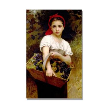 Imagem de William Adolphe Bouguereau Impressões artísticas - Pintura de retrato - (The Grape Picker) - Pôster temático de mitologia grega - Pôster de decoração de parede vintage. Tela de 80 x 130 cm - 31,5 x