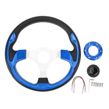 Imagem de 13 Em Volante, Estilo de Corrida PU Alumínio PU Confortável Grip Universal 6 Furos Volta de Carro Com Botão de Buzina, Desgaste para a Maioria Dos Veículos (BLUE)
