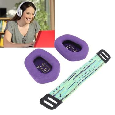 Imagem de Almofadas de Malha Respirável, Almofadas de Espuma de Memória de Alta Densidade Tiras de Faixa para a Cabeça para o Fone de Ouvido G733 Sem Fio G335 Com Fio (Roxo)