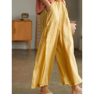 Imagem de Calça Feminina Soltinha de Verão - Perna Larga, Tornozelo, Moda Corean