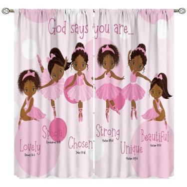 Imagem de Yearn Jear Cortinas para meninas negras africanas, tratamentos de janela de menina negra para quarto, linda bailarina dançarina rosa cortinas para quarto de meninas, sala de estudo, sala de estar