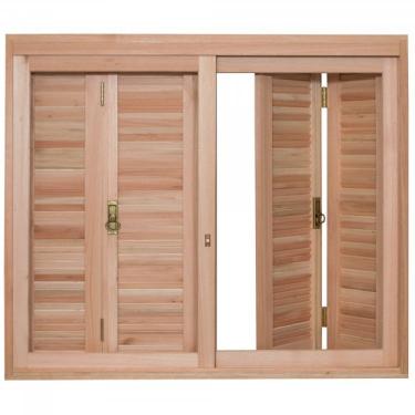 Imagem de Janela com Veneziana de Correr Pantográfica 100x120cm Natural