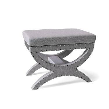 Imagem de Puff Estofado com Tachas Channel Cinza Claro