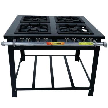Imagem de Fogão Industrial Venâncio 4 Bocas Duplas A Gás Baixa Pressão M4d4