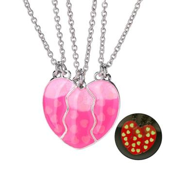 Imagem de Elefezar Colares Best Friends para 2, pingente luminoso de coração partido, joia da amizade que brilha no escuro, Metal, Zircônia cúbica