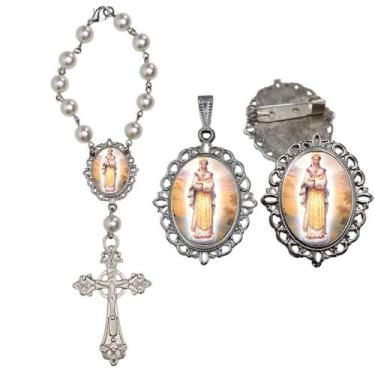 Imagem de Terço de Carro Nossa Senhora Salete com Broche e Relicario Lembrancinh