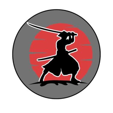 Imagem de Adesivo Personalizado Redondo, 10cm, Tema Samurai, Modelos 184SM-194SM (184SM, Papel Couché 150, 10CM)