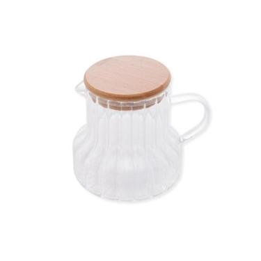 Imagem de Jarra de Vidro Efeito Canelado Com Tampa E Alça Suco Água Leiteira - C