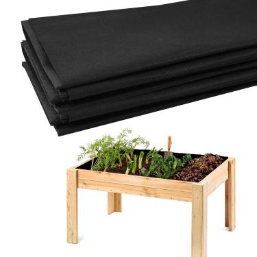 Imagem de Forro de tecido para calha vegetariana grande, forro de cama de jardim elevado de 63 * 115 polegadas Forro de plantador de tecido não tecido para plantas ao ar livre, mantém o solo contido e a água