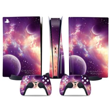 Imagem de Skin Wrap para PS5 Disc Edition, adesivo de vinil para console e controle sem fio (Galaxy)